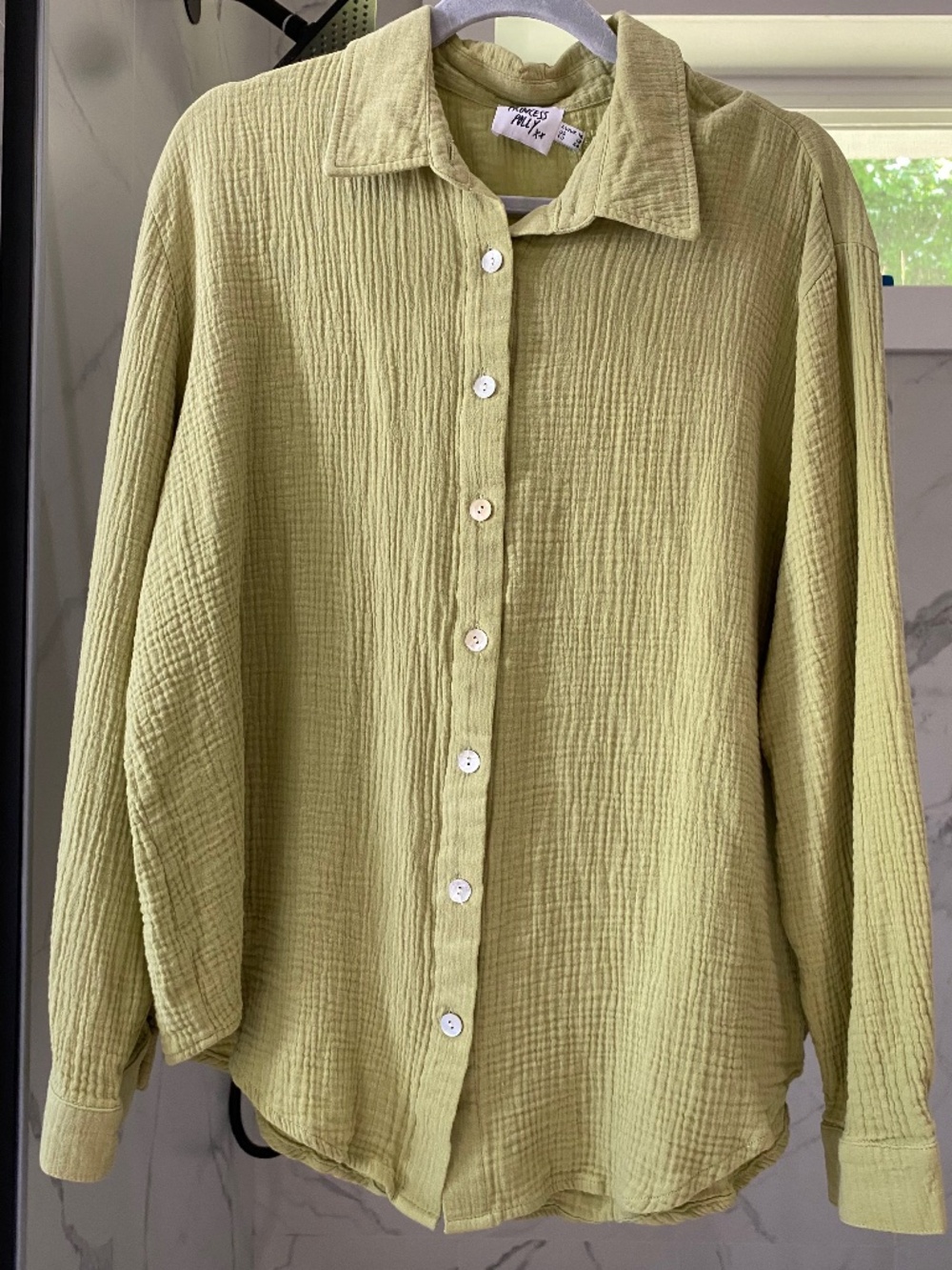 Princess Polly sage green mahalia button down top guc